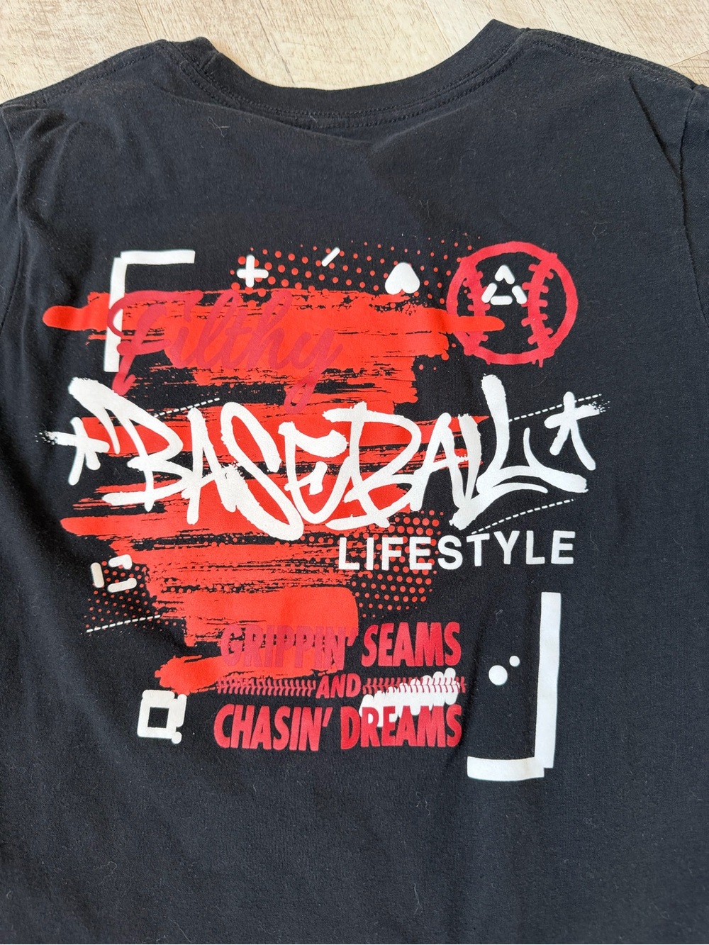 Kids Black Short Sleeve Tee with Red Emblem - Picture 5 of 5